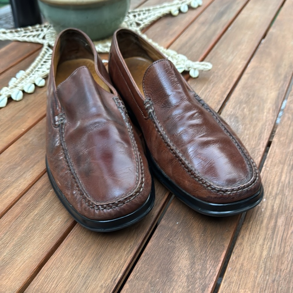 Rare Cole Haan  Nike Air Mens Shoes Dempsey Tan Leather Dress Casual  Loafers - Picture 3 of 6
